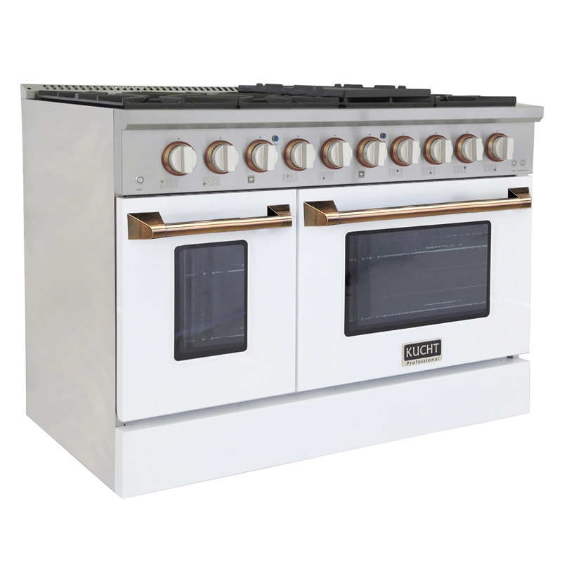 48 in. 6.7 cu. ft. Dual Fuel Range for Propane Gas in White and Gold
