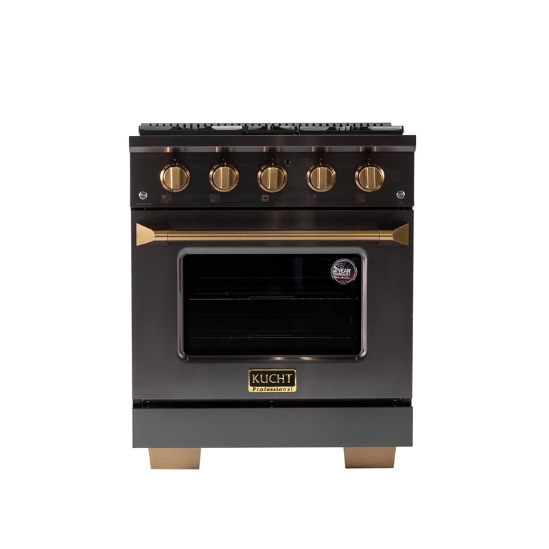 Gemstone 30 in. 4.2 cu. ft. 4-Burners Natural Gas   + Under Cabinet Range Hood