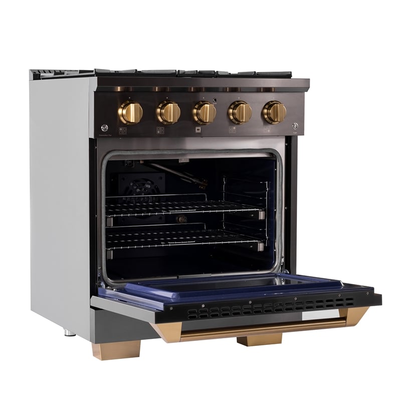 Gemstone 30 in. 4.2 cu. ft. 4-Burners Natural Gas   + Under Cabinet Range Hood