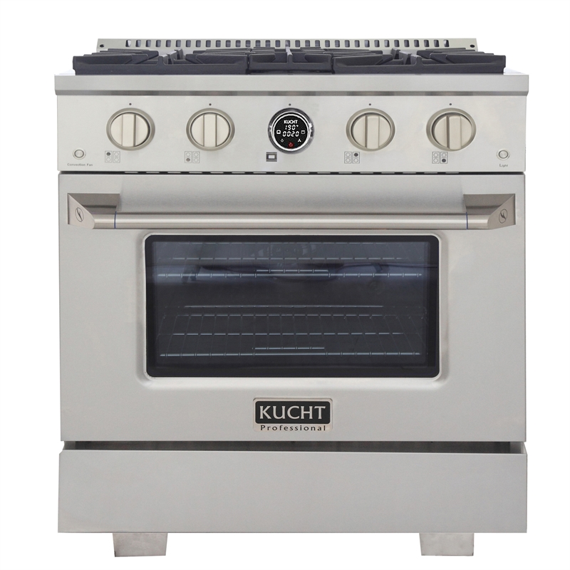 30 in. 4.2 cu. ft. Dual Fuel Range for Propane Gas  + Wall Mount Range Hood
