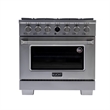 36 in. 5.2 cu. ft.  Dual Fuel Range for Propane Gas + Wall Mount Range Hood
