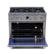 36 in. 5.2 cu. ft.  Dual Fuel Range for Propane Gas + Wall Mount Range Hood