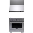 36 in. 5.2 cu. ft.  Dual Fuel Range for Propane Gas + Wall Mount Range Hood