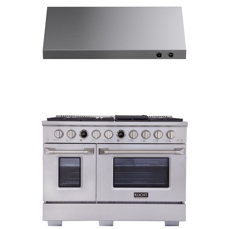 48 in. 6.7 cu. ft. Dual Fuel Range for Propane Gas + Under Cabinet Range Hood