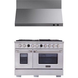 48 in. 6.7 cu. ft.  Dual Fuel Range for Propane Gas  + Wall Mount Range Hood