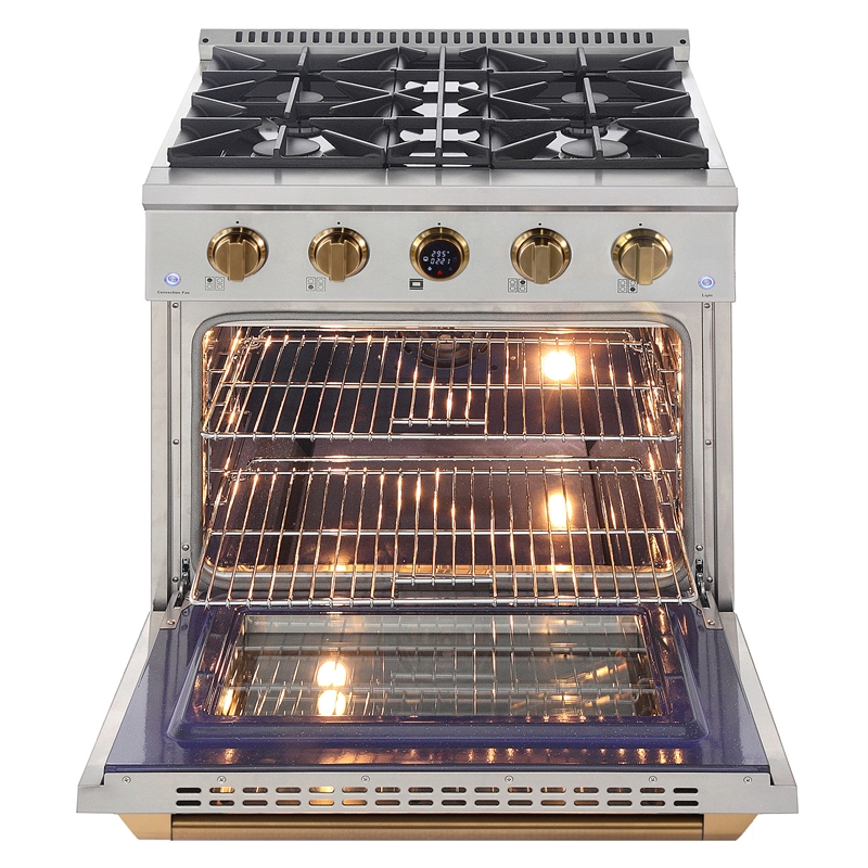 30 in. 4.2 cu. ft.  Dual Fuel Range for Natural Gas  + Wall Mount Range Hood