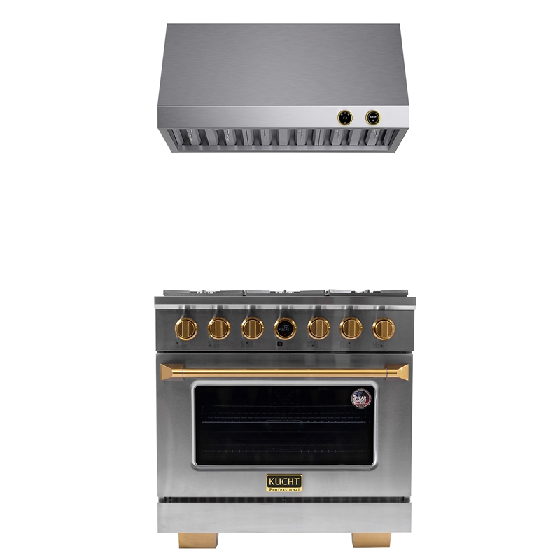 36 in. 5.2 cu. ft. Dual Fuel Range for Natural Gas + Under Cabinet Range Hood