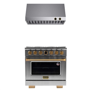 36 in. 5.2 cu. ft. Dual Fuel Range for Natural Gas + Under Cabinet Range Hood