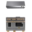 48 in. 6.7cu Dual Fuel Range for Propane Gas and Gold + Under Cabinet Range Hood