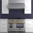 48 in. 6.7 cu. Dual Fuel Range for Propane Gas and Gold + Wall Mount Range Hood