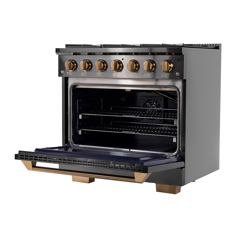 Gemstone 36 in. 5.2 Propane Gas Range in Titanium SS + Under Cabinet Range Hood