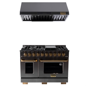 Gemstone 48 in. Propane Gas Range  in Titanium SS + Under Cabinet Range Hood