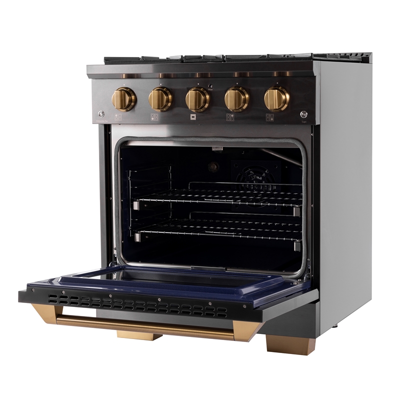 Gemstone 30 in. 4.2. Dual Fuel Range  in Titanium SS + Under Cabinet Range Hood