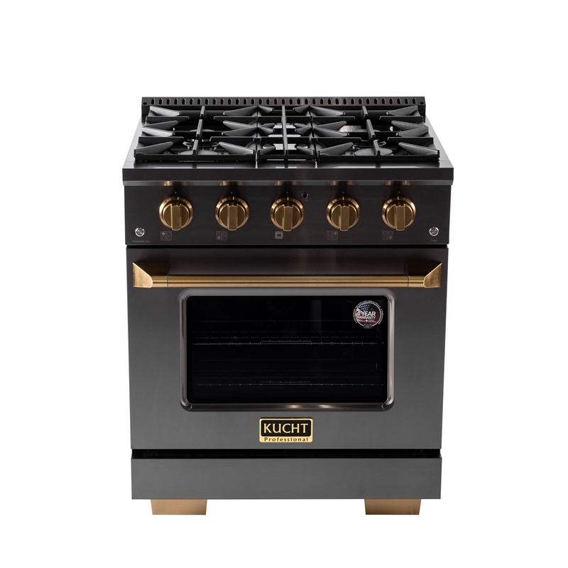 Gemstone 30 in. 4.2. Dual Fuel Range  in Titanium SS + Under Cabinet Range Hood