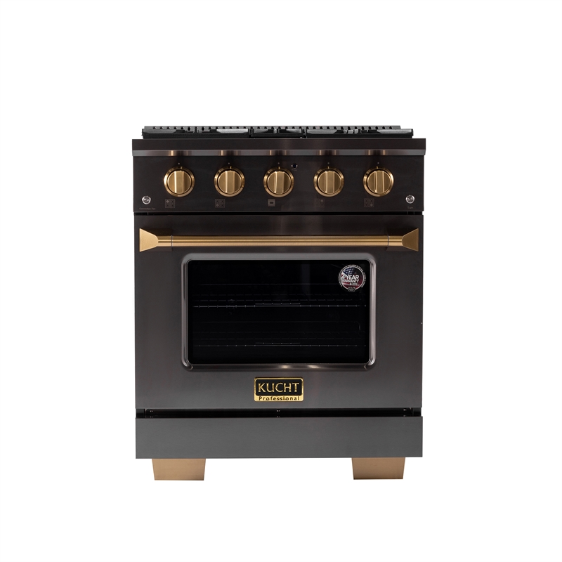 Gemstone 30 in. 4.2. Dual Fuel Range  in Titanium SS + Under Cabinet Range Hood