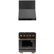 30 in. Dual Fuel Range for Propane Gas in Titanium SS + Wall Mount Range Hood
