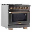 36 in. Dual Fuel Range for Natural Gas in Titanium SS + Wall Mount Range Hood