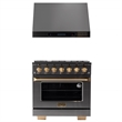 36 in Dual Fuel Range for Propane Gas in Titanium SS + Under Cabinet Range Hood
