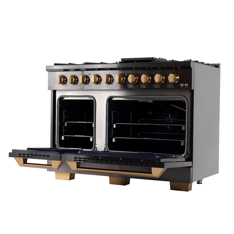 48 in Dual Fuel Range for Natural Gas in Titanium SS + Under Cabinet Range Hood