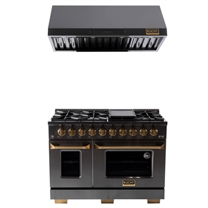 48 in Dual Fuel Range for Natural Gas in Titanium SS + Under Cabinet Range Hood
