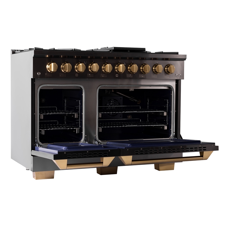 48 in Dual Fuel Range for Propane Gas in Titanium SS + Under Cabinet Range Hood