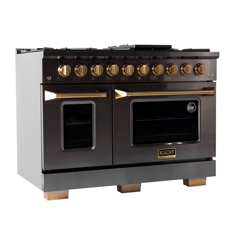 48 in Dual Fuel Range for Propane Gas in Titanium SS + Under Cabinet Range Hood
