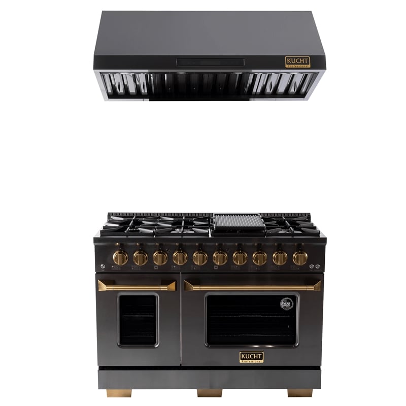 48 in Dual Fuel Range for Propane Gas in Titanium SS + Under Cabinet Range Hood