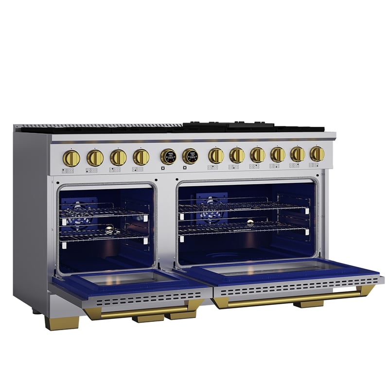 Dual Fuel Range for Natural Gas in Stainless Steel Gold Under Cabinet Range Hood