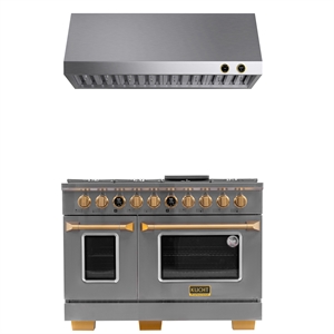 Dual Fuel Range for Natural Gas in Stainless Steel Gold Under Cabinet Range Hood
