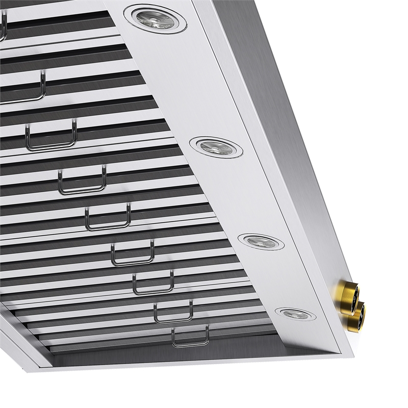 Dual Fuel Range for Natural Gas in Stainless Steel  Gold Wall Mount Range Hood