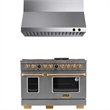 Dual Fuel Range for Natural Gas in Stainless Steel  Gold Wall Mount Range Hood