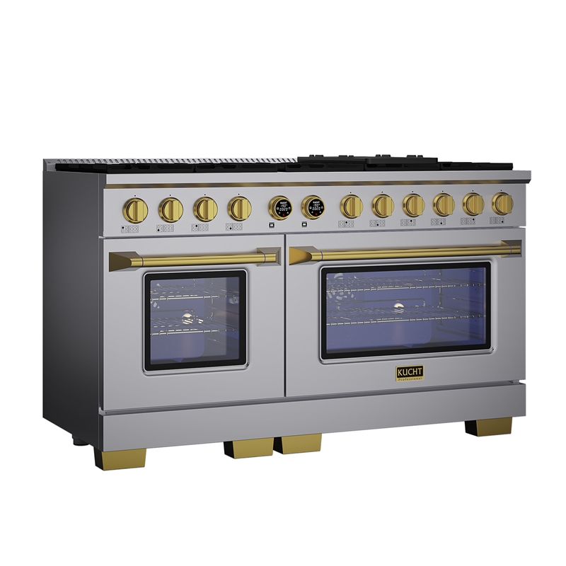 Dual Fuel Range for Propane Gas in Stainless Steel Gold Under Cabinet Range Hood