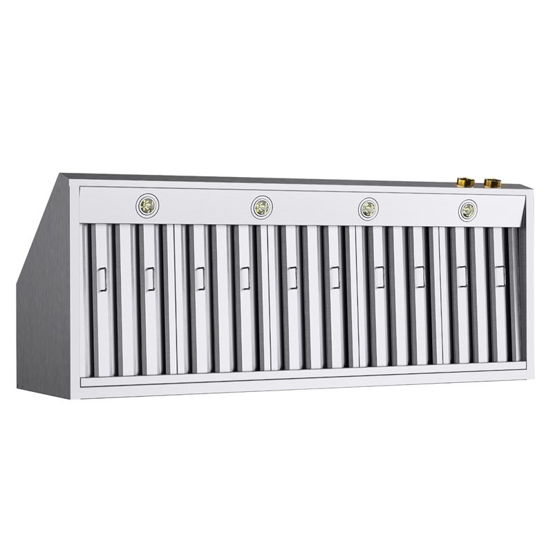 Dual Fuel Range for Propane Gas in Stainless Steel + Gold  Wall Mount Range Hood