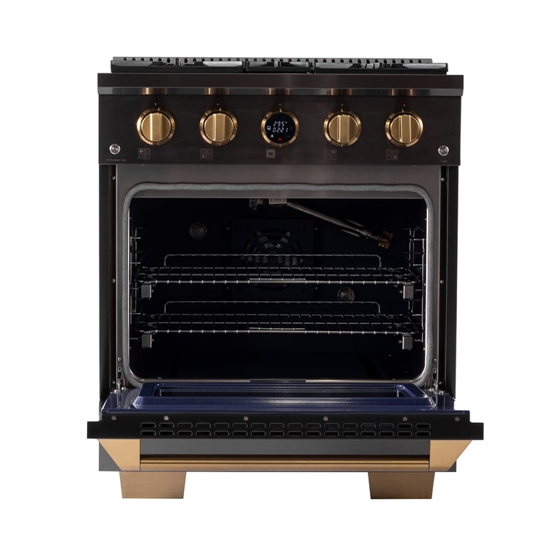 Dual Fuel Range Natural Gas in Titanium Stainless Steel Under Cabinet RangeHood