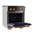 Dual Fuel Range  Natural Gas in Titanium Stainless Steel + Wall Mount Range Hood