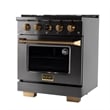 Dual Fuel Range  Natural Gas in Titanium Stainless Steel + Wall Mount Range Hood