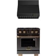 Dual Fuel Range  Natural Gas in Titanium Stainless Steel + Wall Mount Range Hood