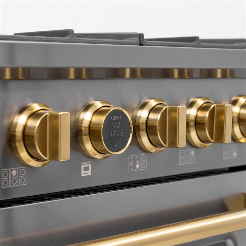 Dual Fuel Range  Natural Gas in Titanium Stainless Steel  Wall Mount Range Hood