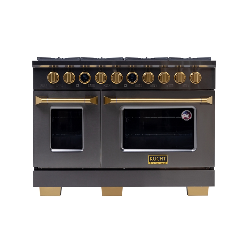 Dual Fuel Range Natural Gas in Titanium Stainless Steel Under Cabinet Range Hood