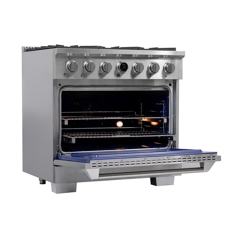 36 in. 5.2 cu. ft. Dual Fuel Range for Propane Gas + Under Cabinet Range Hood