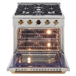 30 in. 4.2 cu. ft.  Dual Fuel Range for Propane Gas + Wall Mount Range Hood