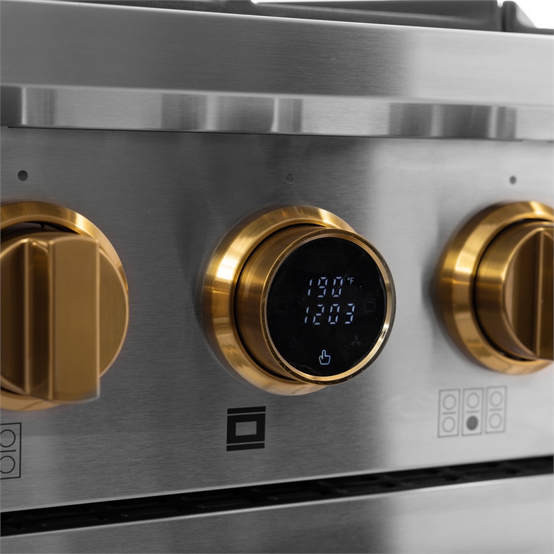 30 in. 4.2 cu. ft.  Dual Fuel Range for Propane Gas + Wall Mount Range Hood