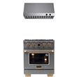 30 in. 4.2 cu. ft.  Dual Fuel Range for Propane Gas + Wall Mount Range Hood