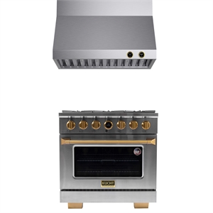 36 in. 5.2 cu. ft. Dual Fuel Range for Natural Gas + Under Cabinet Range Hood