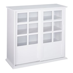 pilaster designs nolan wood sliding door china curio display cabinet in white