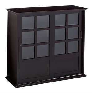 pilaster designs nolan wood sliding door china curio display cabinet in espresso
