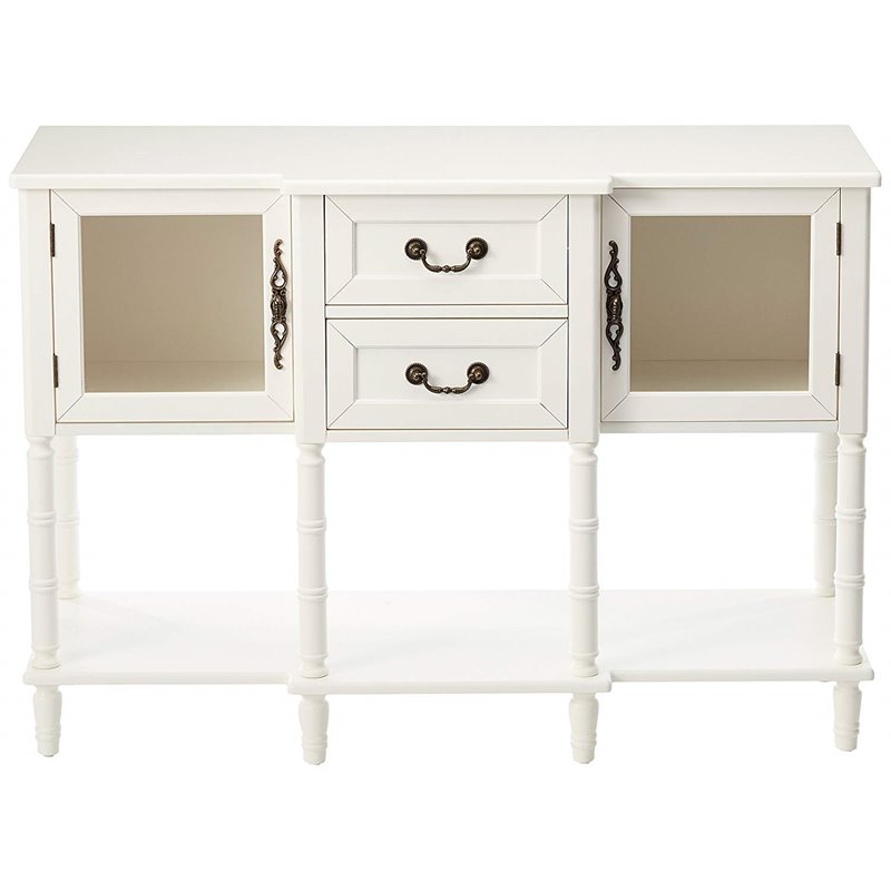 Pilaster Designs Isaiah Wood Console Buffet Display Table With Storage In White Cymax Business