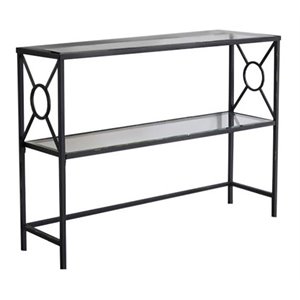 pilaster designs colton 2-shelf modern metal console sofa table in black