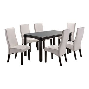 pilaster designs eugene 7-piece rectangular wood dining set in cappuccino/white