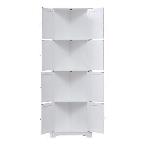 Pilaster Designs Burnham 4-tier Wood Corner Kitchen Pantry Cabinet in White